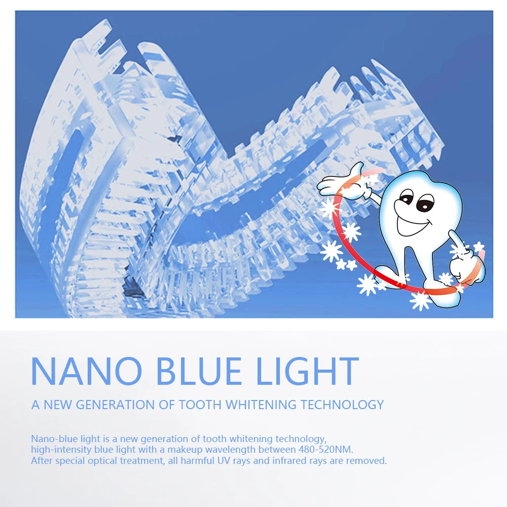 New 360 Degrees Intelligent Automatic Sonic Electric Toothbrush USB Rechargeable Ultrasonic U Shape 4 Modes Timer Blue Light