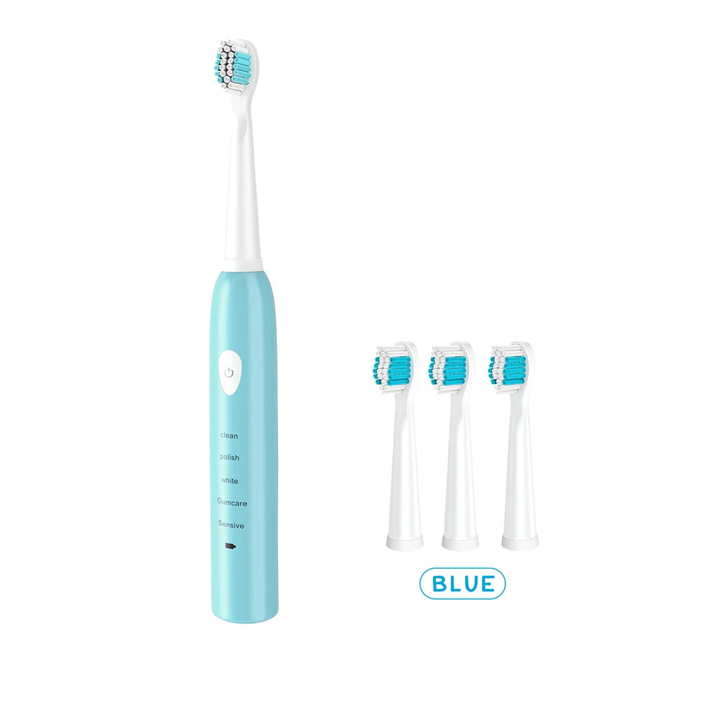 New 360 Degrees Intelligent Automatic Sonic Electric Toothbrush USB Rechargeable Ultrasonic U Shape 4 Modes Timer Blue Light