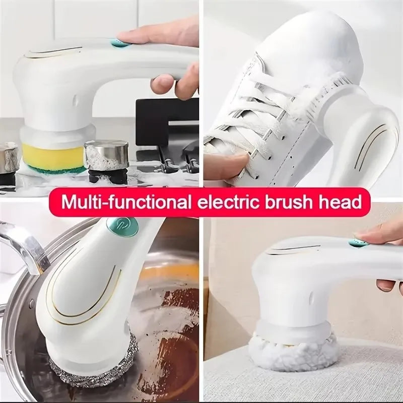 Electric Spin Cleaning Brush with 5 PCS Heads Wireless Handheld Scrubber Suitable Scrub Brush for Bathroom Kitchen Bathtub Tile
