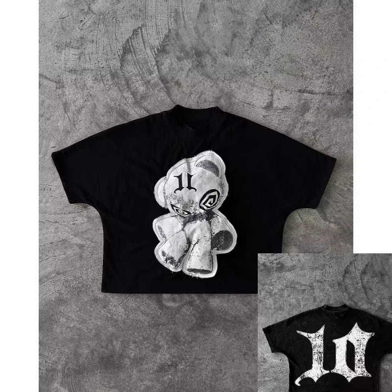 Y2K Clothing Men Women New Streetwear Clothing Harajuku Hip Hop Letter Character Graph Print T Shirt Gothic Cotton Short Sleeve