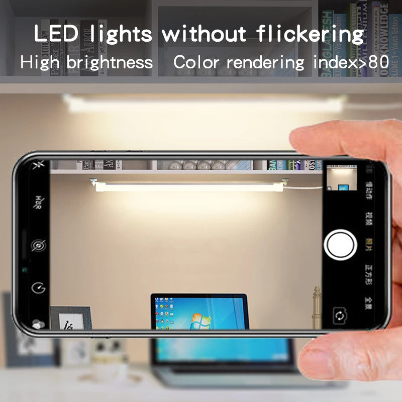 LED Under Cabinet Lighting Magnetic Dormitory Reading Lamp Student Desk Lights 5V USB Plug Study 3 Color Changes Kitchen Bedroom