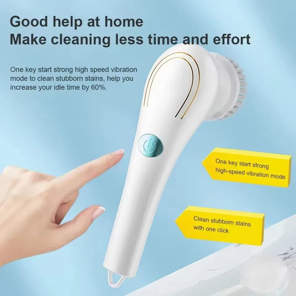 Electric Spin Cleaning Brush with 5 PCS Heads Wireless Handheld Scrubber Suitable Scrub Brush for Bathroom Kitchen Bathtub Tile