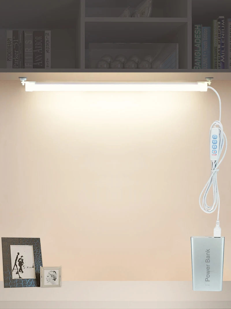 LED Under Cabinet Lighting Magnetic Dormitory Reading Lamp Student Desk Lights 5V USB Plug Study 3 Color Changes Kitchen Bedroom