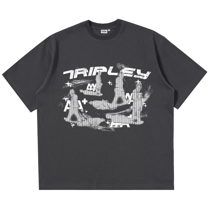 Men T-Shirt Graphic Oversized Y2k Top Vintage Hip Hop Harajuku Streetwear Fashion Cotton Short Sleeve Tee Korean Popular Clothes