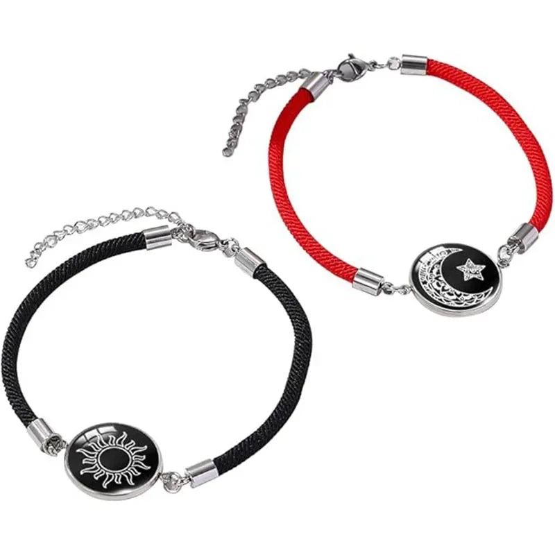 2Pcs/Set Valentine Day Bracelet Sun Moon Couple Braslet Unfading Adjustable Good Luck Red Thread Braclet for Lovers Joias 2025
