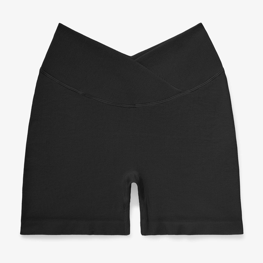 Women's V Waist Yoga Shorts Ribbed Seamless Squat Proof Hip Lifting Butt Fitness Workout Running Sports Gym Shorts Female