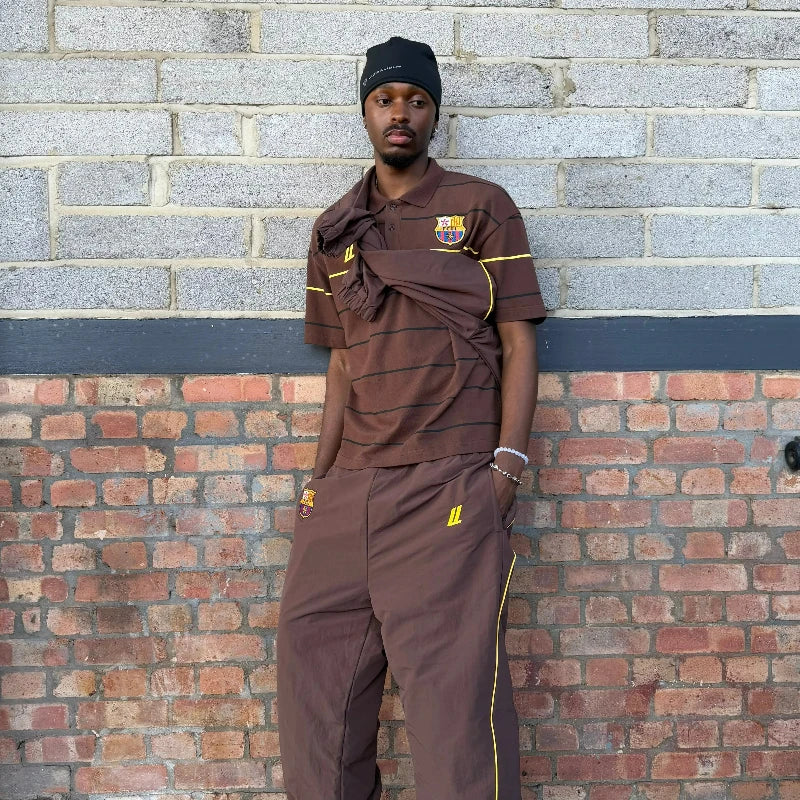 Y2k Retro Harajuku T Shirt Two Color Embroidered Logo Striped Patchwork Barca Polo Shirt Trendy Hiphop Men Women Oversized Tops