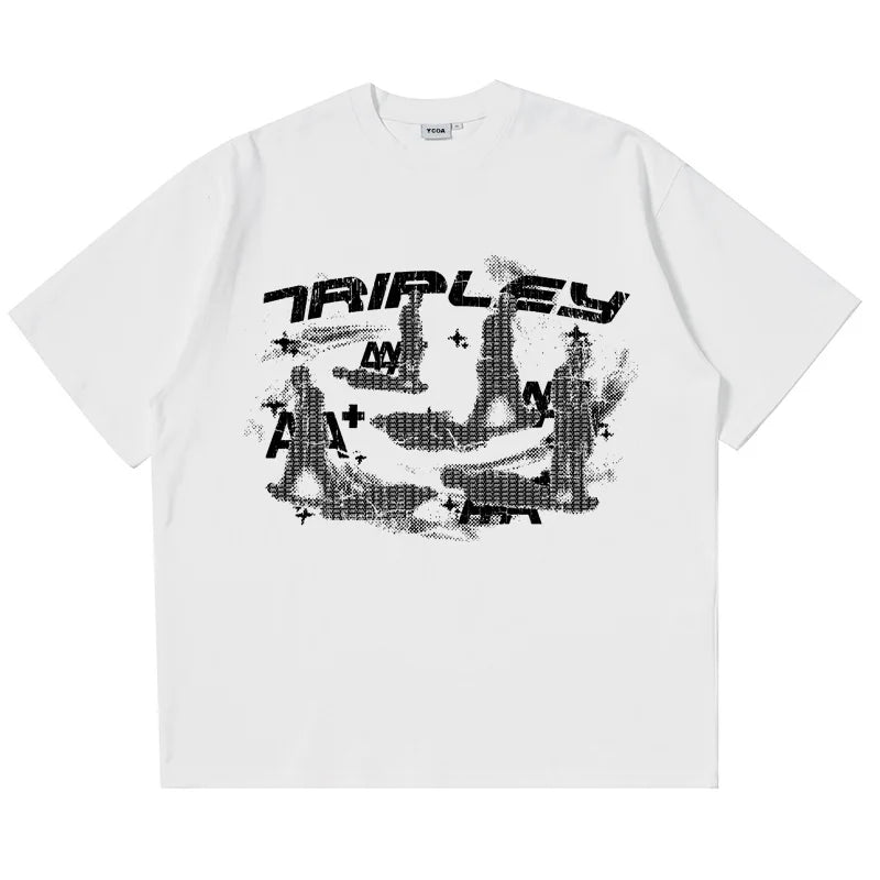Men T-Shirt Graphic Oversized Y2k Top Vintage Hip Hop Harajuku Streetwear Fashion Cotton Short Sleeve Tee Korean Popular Clothes