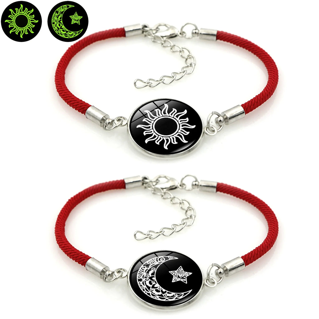 2Pcs/Set Valentine Day Bracelet Sun Moon Couple Braslet Unfading Adjustable Good Luck Red Thread Braclet for Lovers Joias 2025