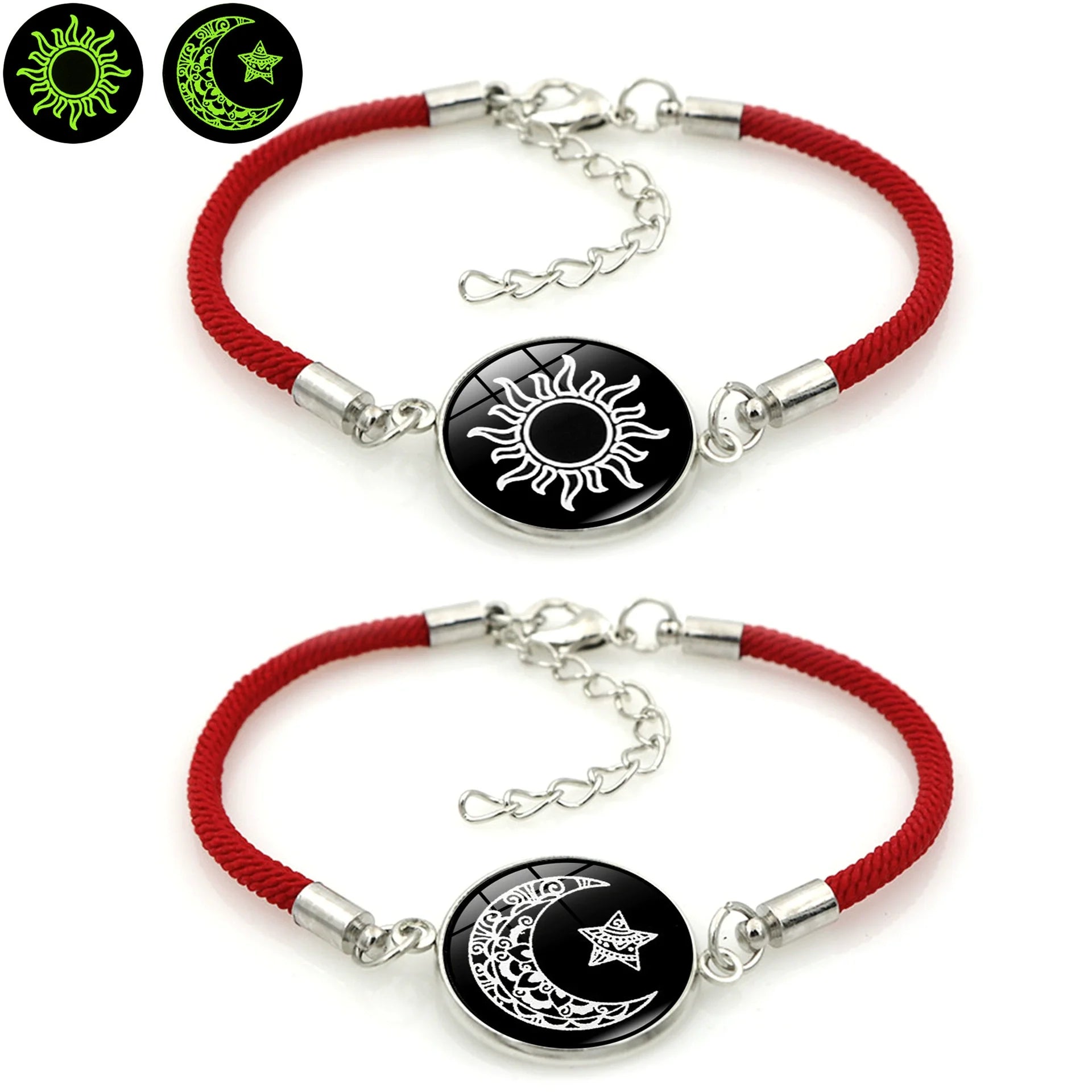 2Pcs/Set Valentine Day Bracelet Sun Moon Couple Braslet Unfading Adjustable Good Luck Red Thread Braclet for Lovers Joias 2025