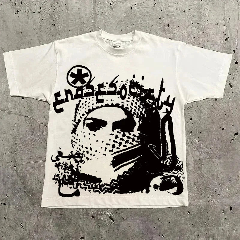 Graphic T-shirt Men Women Vintage Top Hip Hop Streetwear Oversized Tshirt Short Sleeve Casual Clothing Summer Fashion Trendy Tee