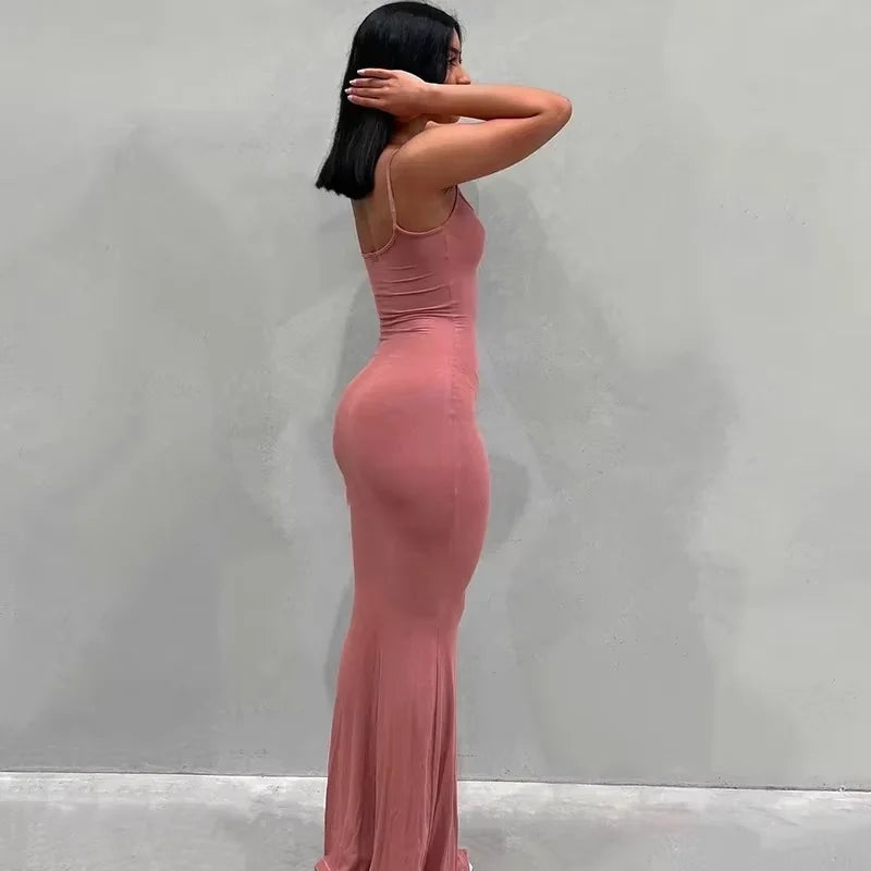 Slip Sleeveless Backless Maxi Dress Women 2025 Y2K  Summer Bodycon Elegant Sexy Outfits Ladies Birthday Party Club Fishtail Dres