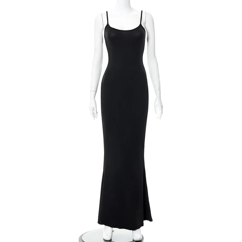 Slip Sleeveless Backless Maxi Dress Women 2025 Y2K  Summer Bodycon Elegant Sexy Outfits Ladies Birthday Party Club Fishtail Dres