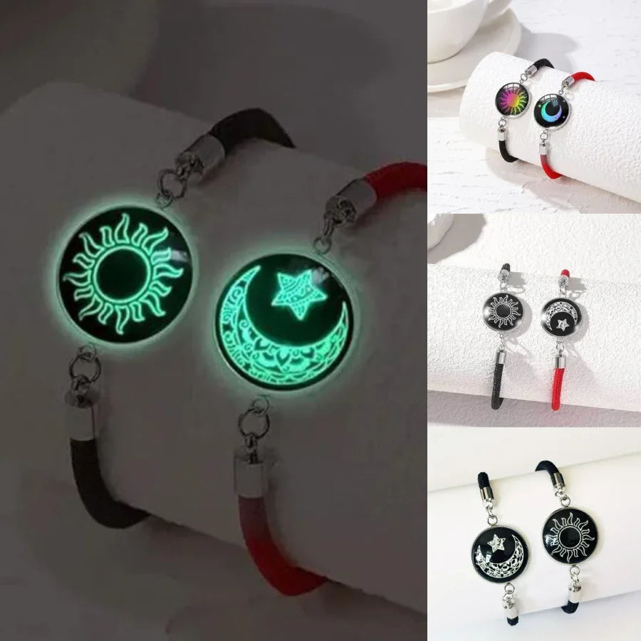 2Pcs/Set Valentine Day Bracelet Sun Moon Couple Braslet Unfading Adjustable Good Luck Red Thread Braclet for Lovers Joias 2025