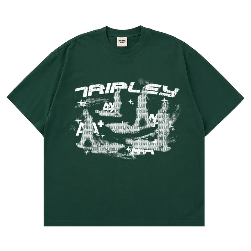 Men T-Shirt Graphic Oversized Y2k Top Vintage Hip Hop Harajuku Streetwear Fashion Cotton Short Sleeve Tee Korean Popular Clothes