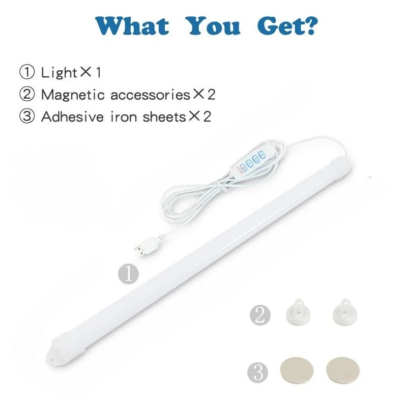 LED Under Cabinet Lighting Magnetic Dormitory Reading Lamp Student Desk Lights 5V USB Plug Study 3 Color Changes Kitchen Bedroom